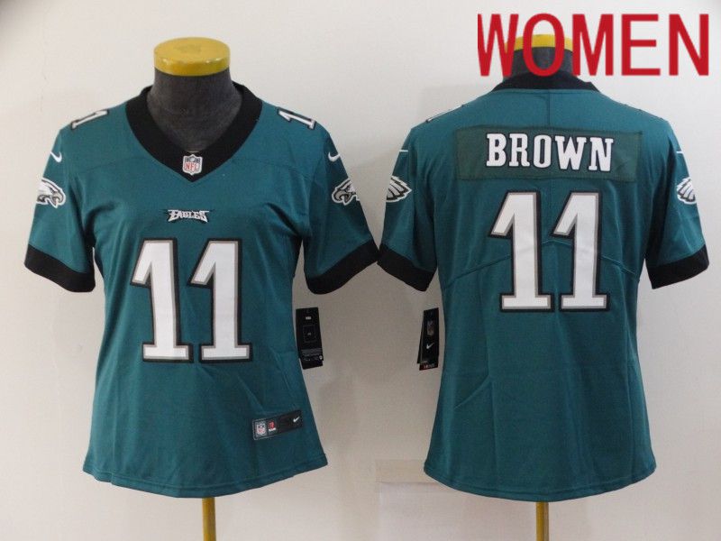 Cheap Women Philadelphia Eagles 11 Brown Green 2022 Nike Limited Vapor Untouchable NFL Jersey